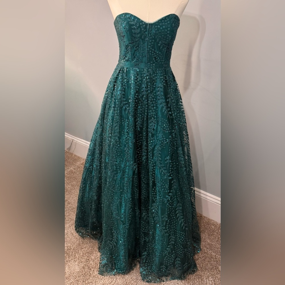 Blondie Nites Teal Embellished A-Line Skirt